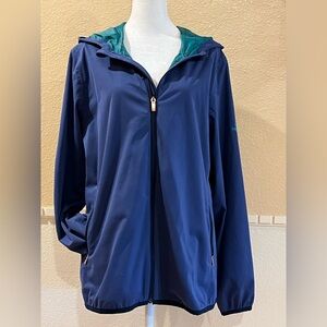 Adidas Climastorm windbreaker. Waterproof, wind proof. Hooded. Blue, green. XL